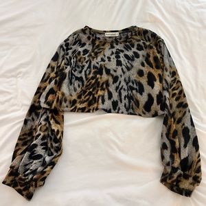 Cheetah Print Long Sleeve Crop Top